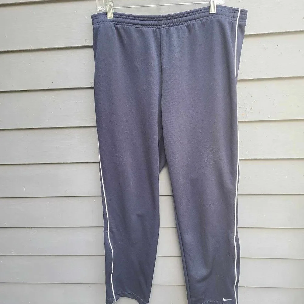 Nike Navy with White Stripe Drawstring Workout Pants size Large
